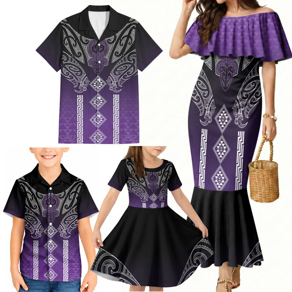 Aotearoa Maori Iwi Heritage Family Matching Mermaid Dress and Hawaiian Shirt Ngati Porou Waiporoporo