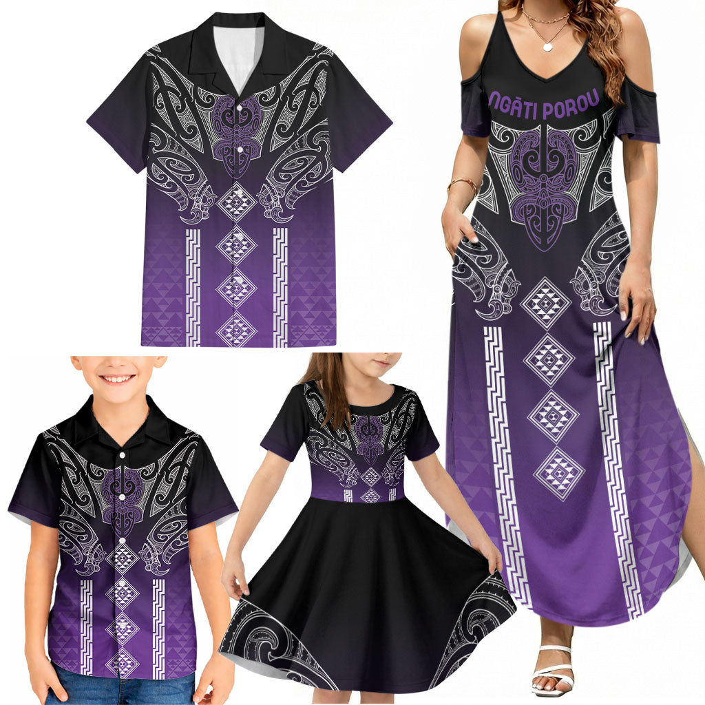 Aotearoa Maori Iwi Heritage Family Matching Summer Maxi Dress and Hawaiian Shirt Ngati Porou Waiporoporo