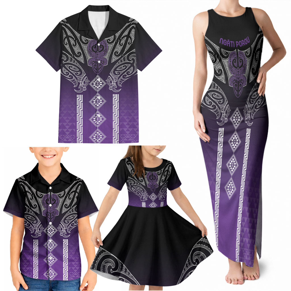 Aotearoa Maori Iwi Heritage Family Matching Tank Maxi Dress and Hawaiian Shirt Ngati Porou Waiporoporo