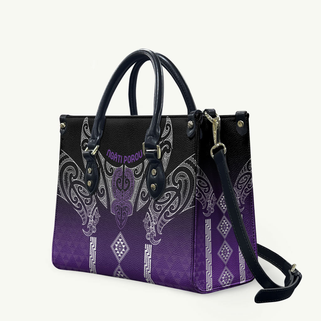 Aotearoa Maori Iwi Heritage Leather Bag Ngati Porou Waiporoporo LT7 Purple - Polynesian Pride