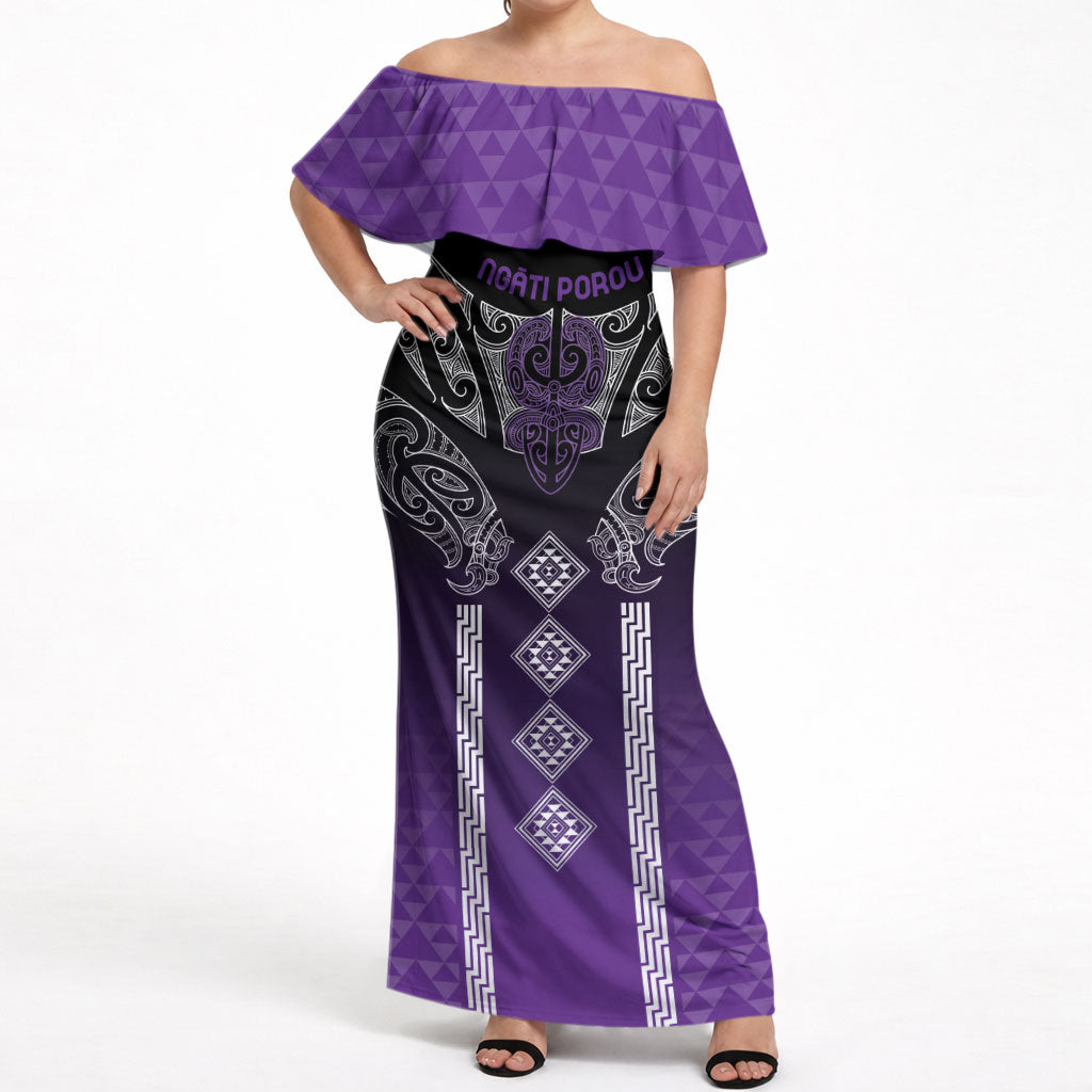 Aotearoa Maori Iwi Heritage Off Shoulder Maxi Dress Ngati Porou Waiporoporo