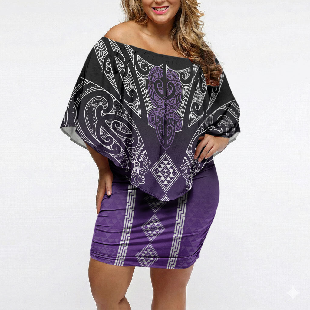 Aotearoa Maori Iwi Heritage Off Shoulder Short Dress Ngati Porou Waiporoporo