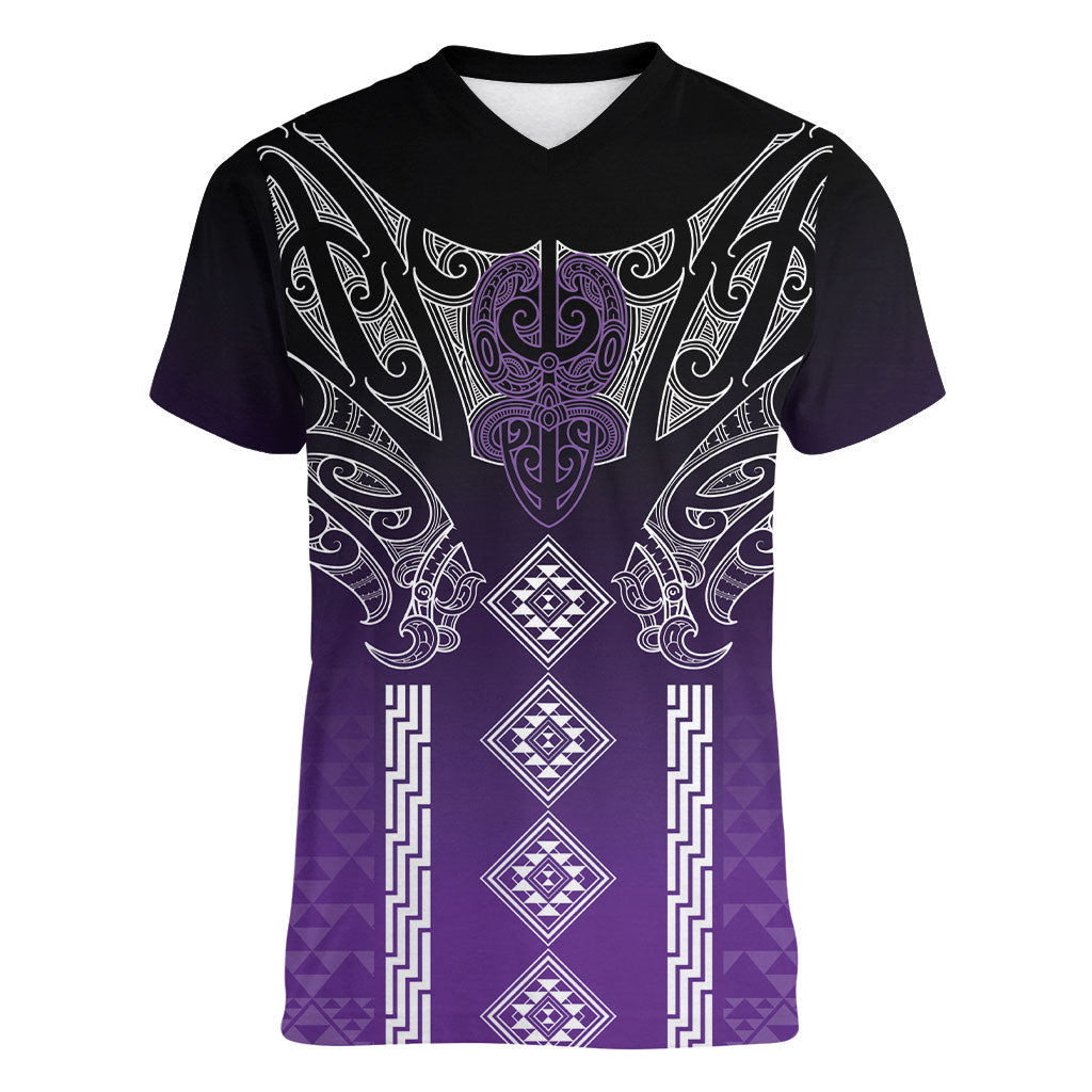 Aotearoa Maori Iwi Heritage Women V-Neck T-Shirt Ngati Porou Waiporoporo