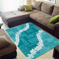 Hawaii Aloha Area Rug Teal Quilt Patch Work Mix Plumeria Lei
