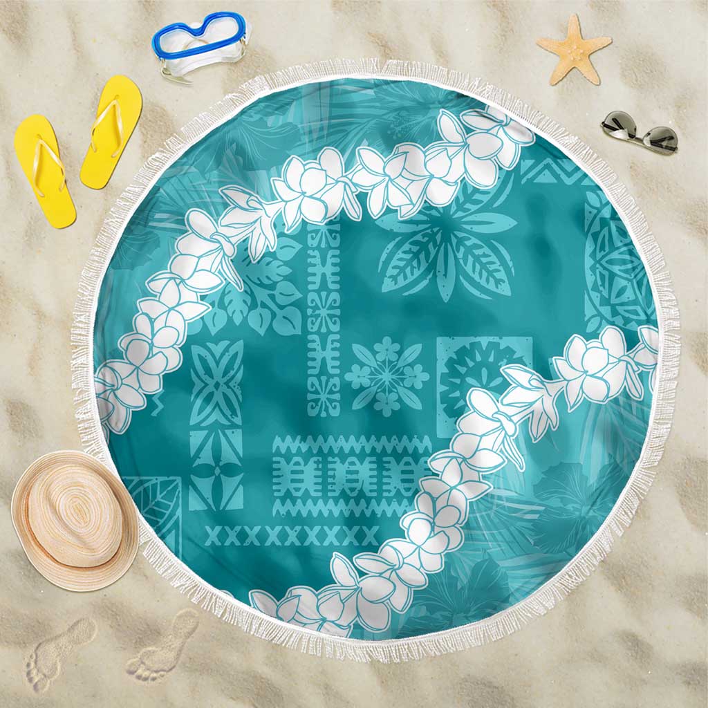 Hawaii Aloha Beach Blanket Teal Quilt Patch Work Mix Plumeria Lei