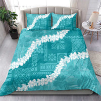 Hawaii Aloha Bedding Set Teal Quilt Patch Work Mix Plumeria Lei