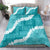 Hawaii Aloha Bedding Set Teal Quilt Patch Work Mix Plumeria Lei