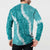 Hawaii Aloha Button Sweatshirt Teal Quilt Patch Work Mix Plumeria Lei