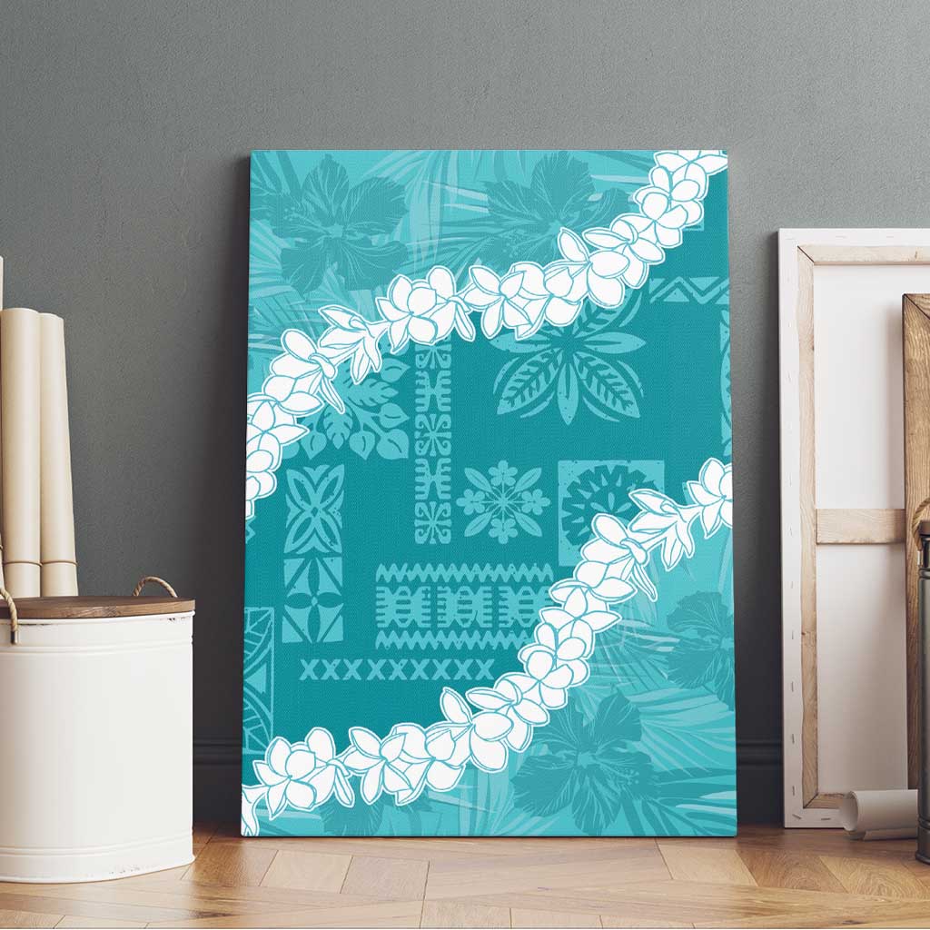 Hawaii Aloha Canvas Wall Art Teal Quilt Patch Work Mix Plumeria Lei