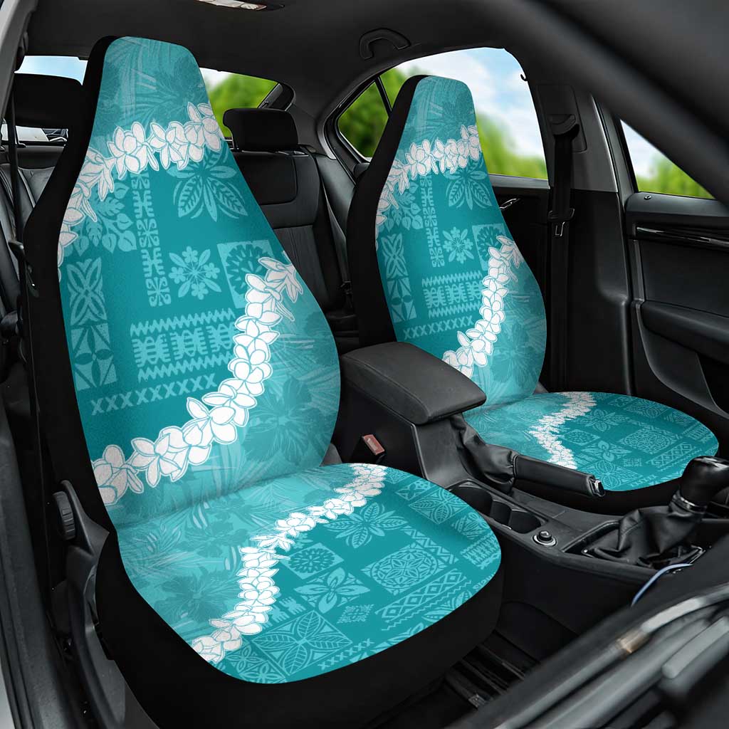 Hawaii Aloha Car Seat Cover Teal Quilt Patch Work Mix Plumeria Lei