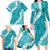 Hawaii Aloha Family Matching Long Sleeve Bodycon Dress and Hawaiian Shirt Teal Quilt Patch Work Mix Plumeria Lei