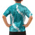 Hawaii Aloha Family Matching Puletasi and Hawaiian Shirt Teal Quilt Patch Work Mix Plumeria Lei