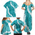 Hawaii Aloha Family Matching Summer Maxi Dress and Hawaiian Shirt Teal Quilt Patch Work Mix Plumeria Lei