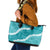 Hawaii Aloha Leather Tote Bag Teal Quilt Patch Work Mix Plumeria Lei