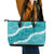 Hawaii Aloha Leather Tote Bag Teal Quilt Patch Work Mix Plumeria Lei