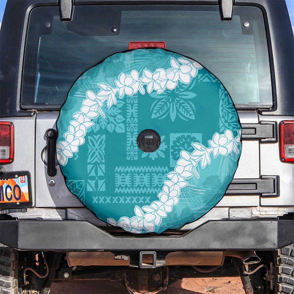 Hawaii Aloha Spare Tire Cover Teal Quilt Patch Work Mix Plumeria Lei