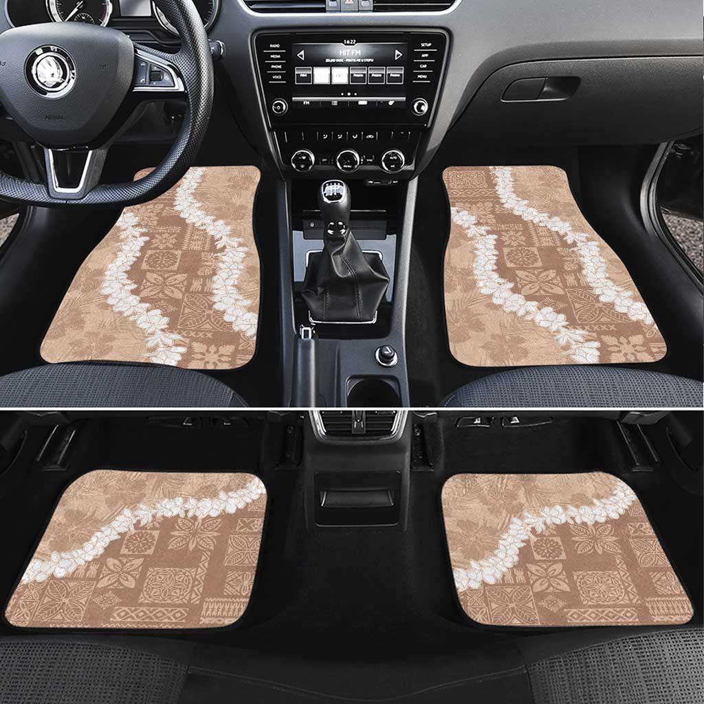 Hawaii Aloha Car Mats Beige Quilt Patch Work Mix Plumeria Lei