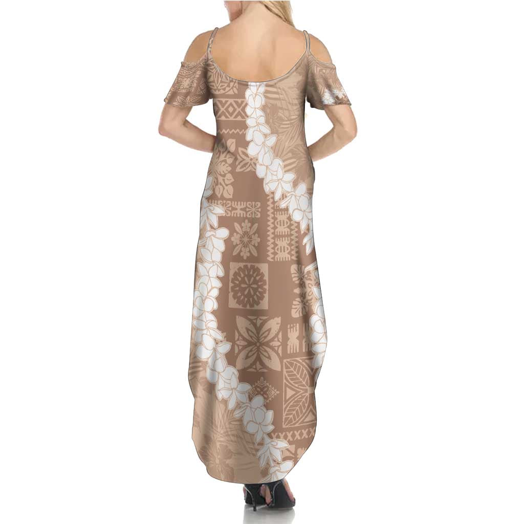 Hawaii Aloha Family Matching Summer Maxi Dress and Hawaiian Shirt Beige Quilt Patch Work Mix Plumeria Lei