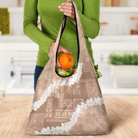 Hawaii Aloha Grocery Bag Beige Quilt Patch Work Mix Plumeria Lei