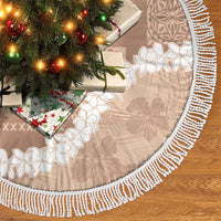 Hawaii Aloha Tree Skirt Beige Quilt Patch Work Mix Plumeria Lei