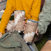 Hawaii Aloha Tumbler Cup Beige Quilt Patch Work Mix Plumeria Lei