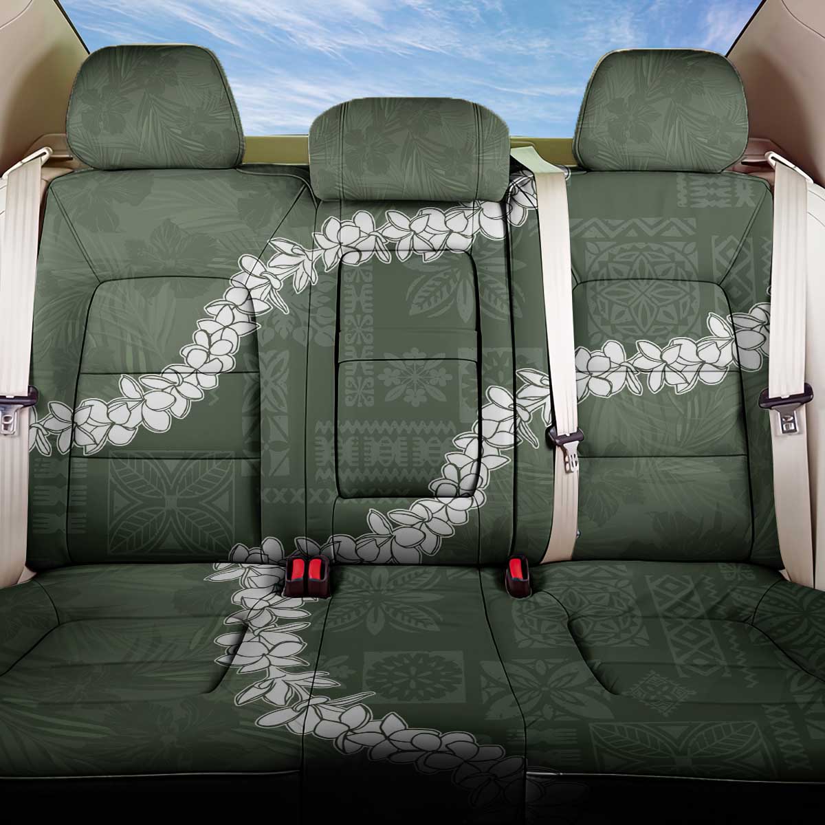 Hawaii Aloha Back Car Seat Cover Sage Quilt Patch Work Mix Plumeria Lei