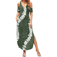 Hawaii Aloha Family Matching Summer Maxi Dress and Hawaiian Shirt Sage Quilt Patch Work Mix Plumeria Lei