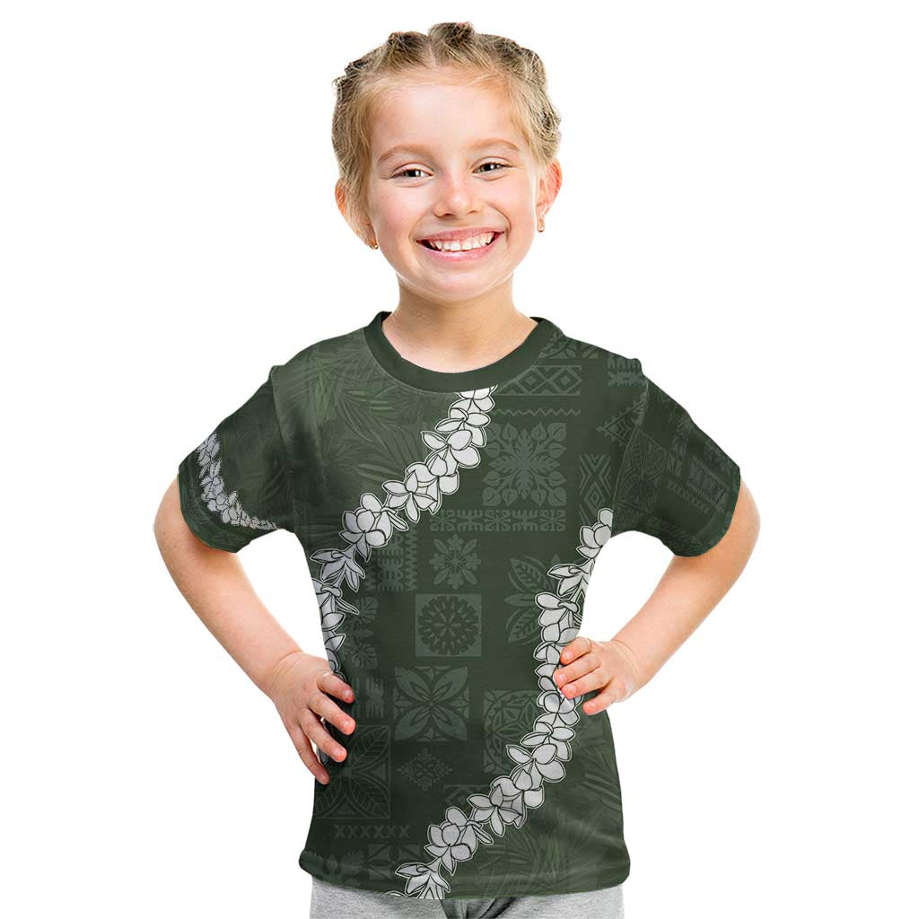 Hawaii Aloha Kid T Shirt Sage Quilt Patch Work Mix Plumeria Lei