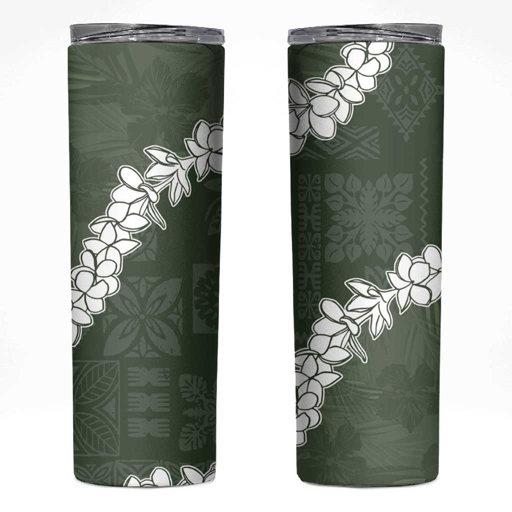 Hawaii Aloha Skinny Tumbler Sage Quilt Patch Work Mix Plumeria Lei