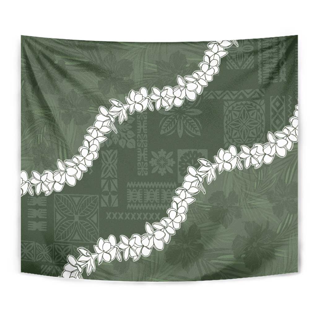 Hawaii Aloha Tapestry Sage Quilt Patch Work Mix Plumeria Lei