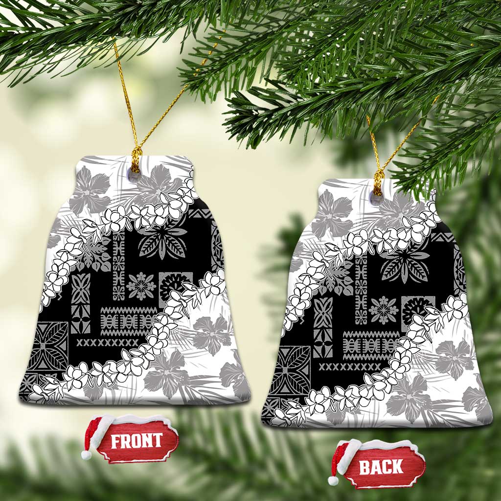 Hawaii Aloha Ceramic Ornament White Quilt Patch Work Mix Plumeria Lei