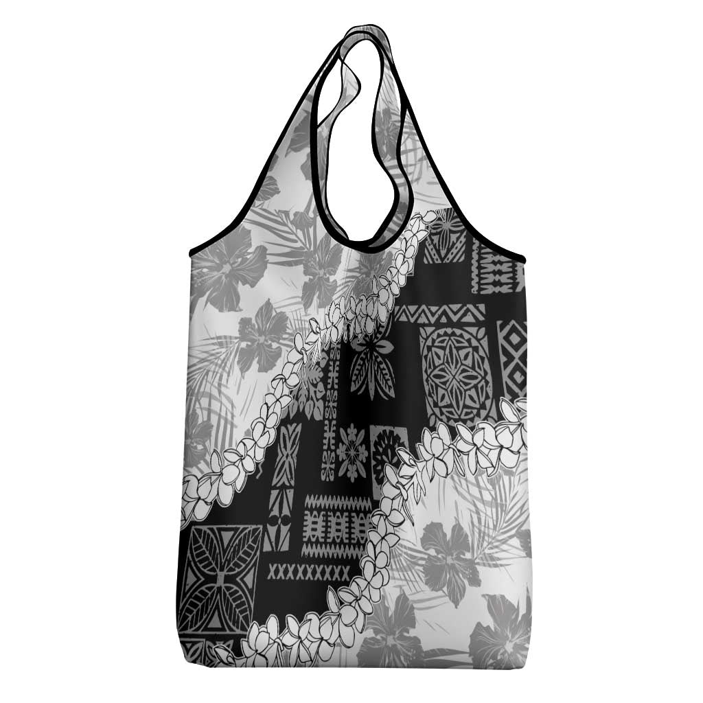 Hawaii Aloha Grocery Bag White Quilt Patch Work Mix Plumeria Lei