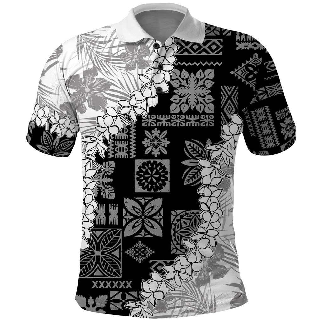 Hawaii Aloha Polo Shirt White Quilt Patch Work Mix Plumeria Lei LT7 White - Polynesian Pride