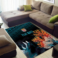Fiji Bati Rugby Viti Masi Area Rug Coral Motifs LT7 - Polynesian Pride