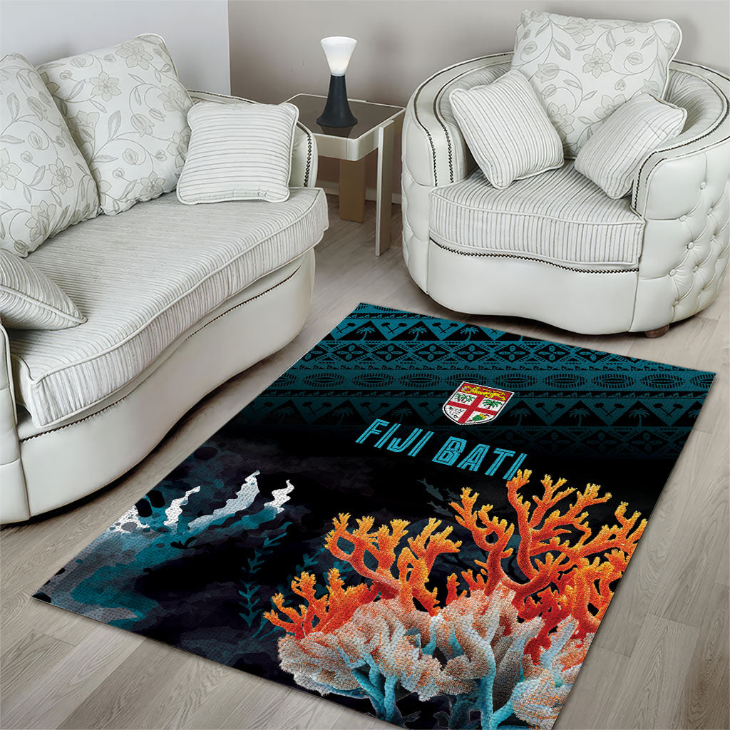 Fiji Bati Rugby Viti Masi Area Rug Coral Motifs LT7 - Polynesian Pride