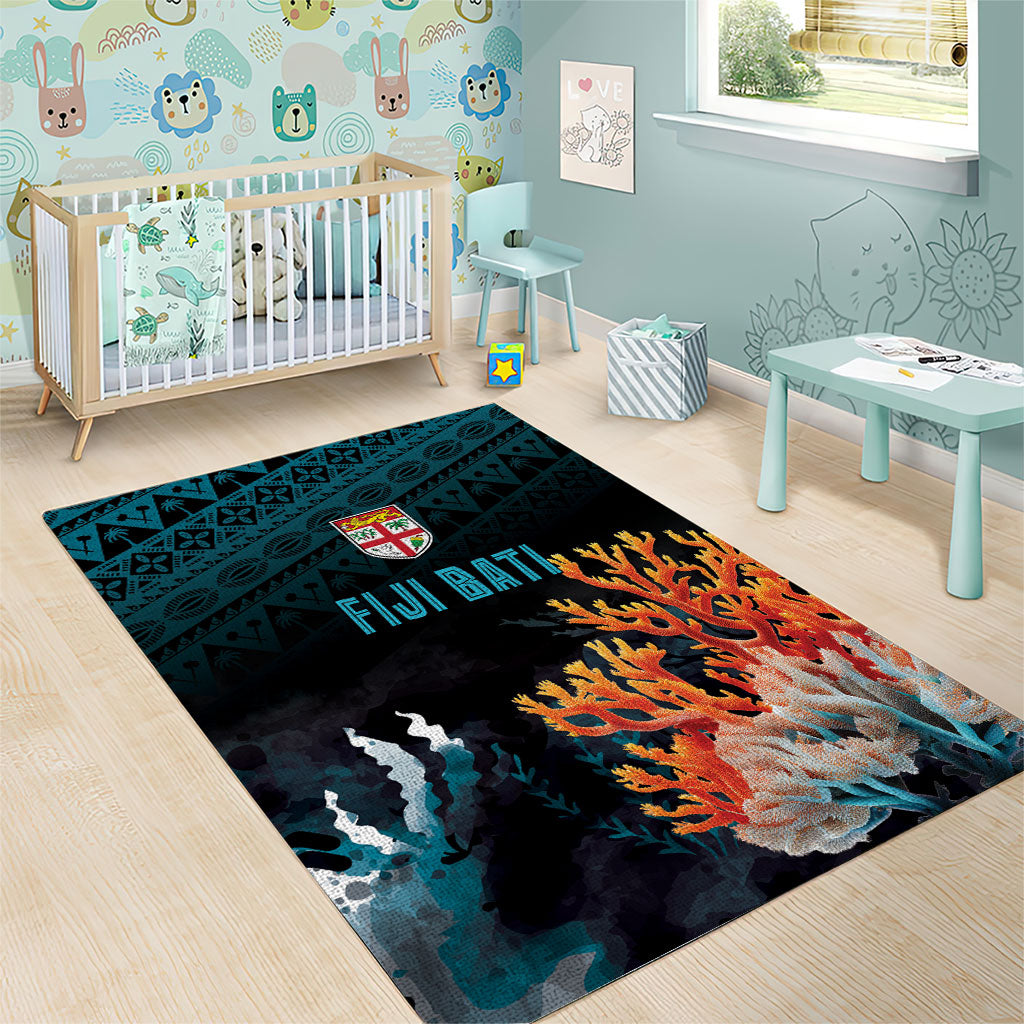 Fiji Bati Rugby Viti Masi Area Rug Coral Motifs LT7 - Polynesian Pride