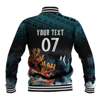 Fiji Bati Rugby Custom Viti Masi Baseball Jacket Coral Motifs LT7 - Polynesian Pride