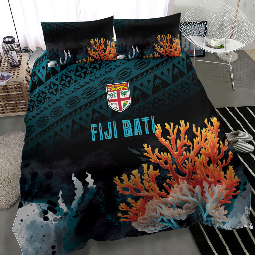 Fiji Bati Rugby Viti Masi Bedding Set Coral Motifs LT7 - Polynesian Pride