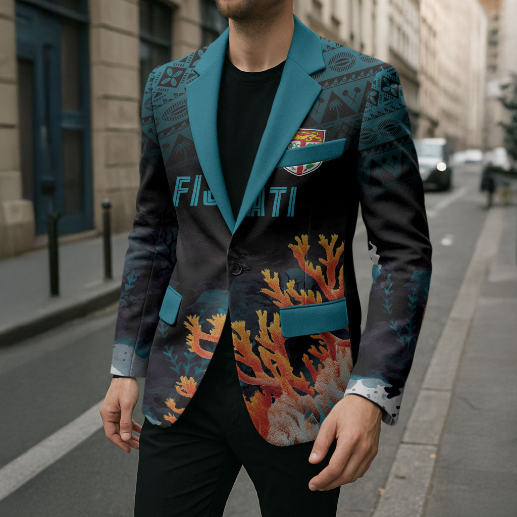 Fiji Bati Rugby Custom Viti Masi Blazer Coral Motifs LT7 - Polynesian Pride