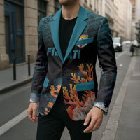 Fiji Bati Rugby Custom Viti Masi Blazer Coral Motifs LT7 - Polynesian Pride