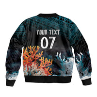 Fiji Bati Rugby Custom Viti Masi Bomber Jacket Coral Motifs LT7 - Polynesian Pride