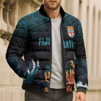 Fiji Bati Rugby Custom Viti Masi Bomber Puffer Jacket Coral Motifs LT7 - Polynesian Pride