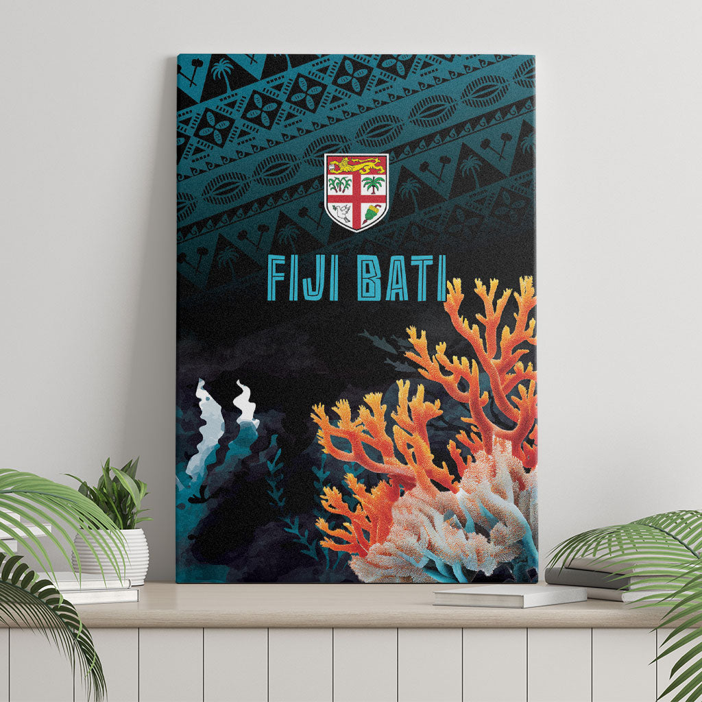 Fiji Bati Rugby Viti Masi Canvas Wall Art Coral Motifs LT7 - Polynesian Pride