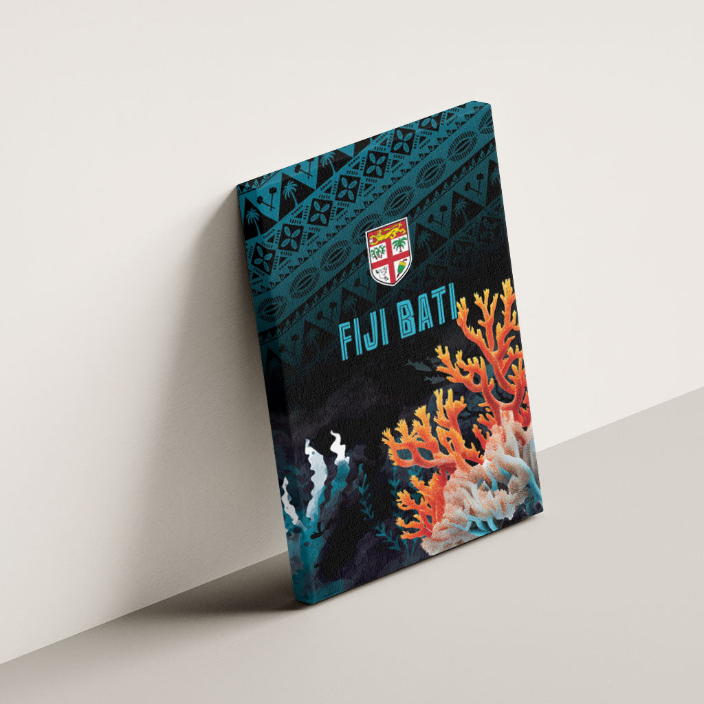 Fiji Bati Rugby Viti Masi Canvas Wall Art Coral Motifs LT7 - Polynesian Pride