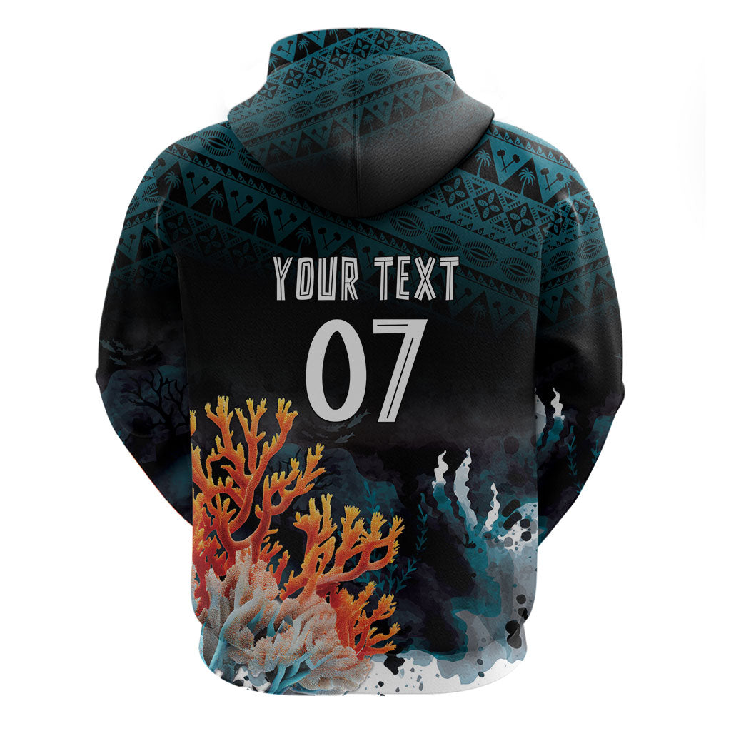 Fiji Bati Rugby Custom Viti Masi Hoodie Coral Motifs LT7 - Polynesian Pride