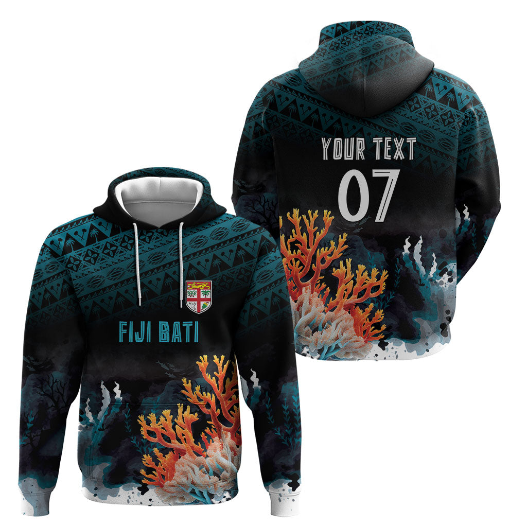 Fiji Bati Rugby Custom Viti Masi Hoodie Coral Motifs LT7 - Polynesian Pride