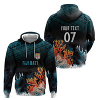 Fiji Bati Rugby Custom Viti Masi Hoodie Coral Motifs LT7 - Polynesian Pride
