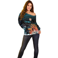 Fiji Bati Rugby Custom Viti Masi Off Shoulder Sweater Coral Motifs LT7 - Polynesian Pride