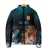Fiji Bati Rugby Custom Viti Masi Padded Jacket Coral Motifs LT7 - Polynesian Pride