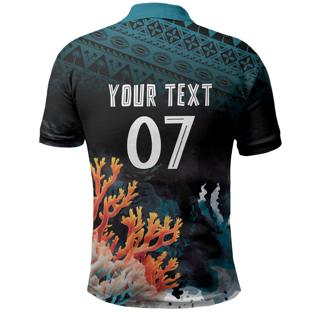 Fiji Bati Rugby Custom Viti Masi Polo Shirt Coral Motifs LT7 - Polynesian Pride
